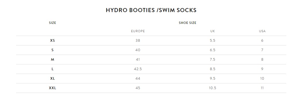 Orca Swim Socks Size Guide